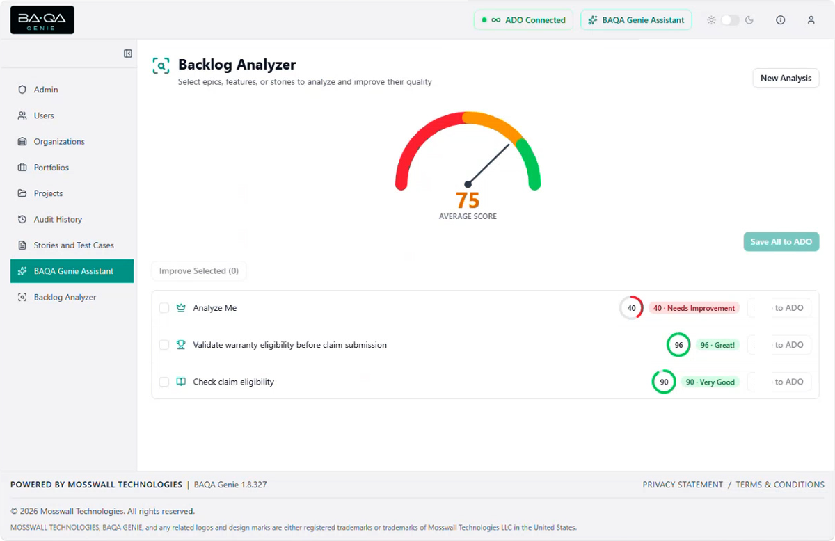 BAQA Genie Assistant Launch Screen