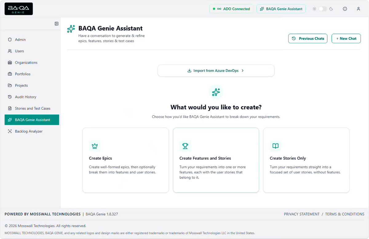 BAQA Genie Assistant Launch Screen